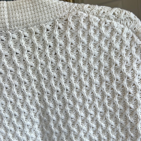 Coldwater Creek Cream cable mix cardigan wool blend short sleeve loose knit - Picture 6 of 6